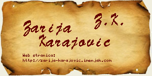 Zarija Karajović vizit kartica